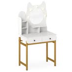 LIVSK Kaptafel met Verlichte Spiegel - 3 Open Planken - 2 La, Huis en Inrichting, Tafels | Salontafels, Verzenden, Nieuw