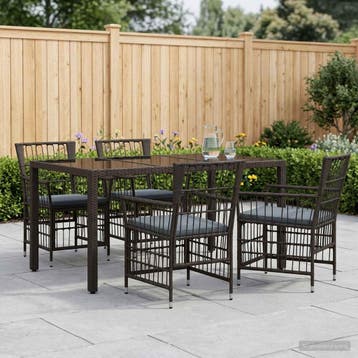 vidaXL Buiten eettafelset 5 st Zwart poly rattan, Tuin en Terras, Tuinsets en Loungesets, Verzenden, Nieuw, 5 zitplaatsen