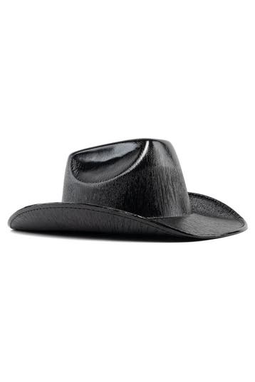 KIMU® Cowboyhoed Glossy Zwart Zwarte Cowboy Western Hoed Dam, Kleding | Dames, Ophalen of Verzenden, Nieuw, Carnaval