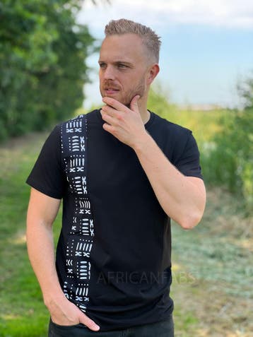 T-shirt met Afrikaanse print details - zwarte bogolan band -, Ophalen of Verzenden, Nieuw