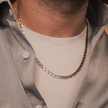 Bicolor fantasie schakelketting, Ophalen of Verzenden, Gebruikt, Overige kleuren, Goud
