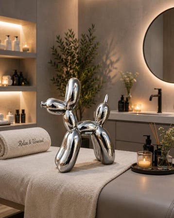 Beeld, zilver balloon dog - 27 cm - Steengoed, Antiek en Kunst, Kunst | Designobjecten