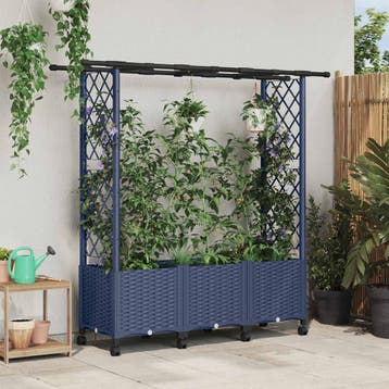 vidaXL Verhoogd Bed met Trellis en Dak Grijs 162,5 x 40 x, Verzenden, Nieuw, Minder dan 60 cm, 60 cm of meer