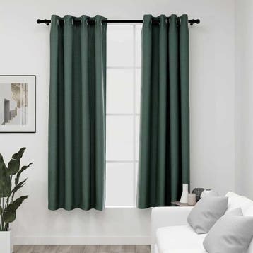 vidaXL Gordijnen linnen-look verduisterend ogen 2 st 140x175, Verzenden, Nieuw, Groen