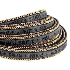 20 cm Quote imi leer 10mm met schakelketting goud - Wish..., Ophalen of Verzenden, Nieuw, Draad