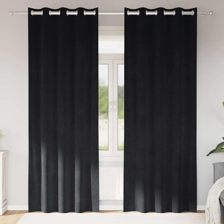 vidaXL Verduisterende gordijnen 2 pcs Zwart 140 x 245 cm, Huis en Inrichting, Stoffering | Gordijnen en Lamellen, Zwart, Nieuw