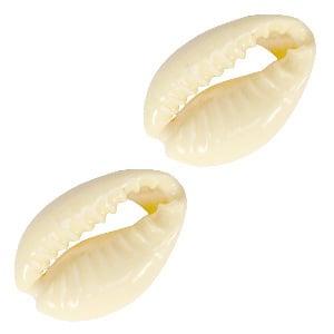 4 x Schelp kralen Kauri  ca. 17x12mm Light sunshine yellow, Hobby en Vrije tijd, Kralen en Sieraden maken, Ophalen of Verzenden