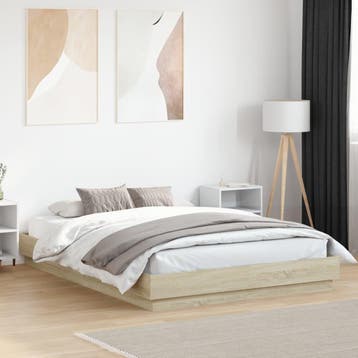 vidaXL Bedframe bewerkt hout sonoma eikenkleurig 140x200 cm, Bruin, Verzenden, 140 cm, 200 cm