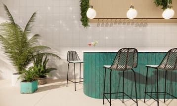 Wandtegel Equipe Rain Decor Blauw Glans 7,5x30 (Muurtegels), Nieuw, 20 tot 40 cm, 10 m² of meer, Wandtegels