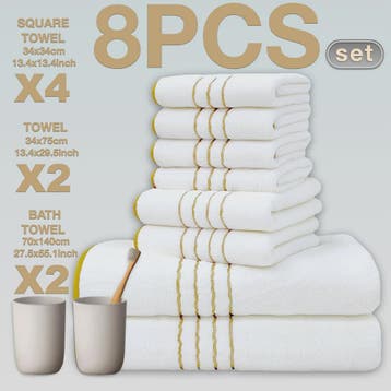 Luxe 8-delige Koraal Fleece Handdoekenset - Zacht, Absorbere, Huis en Inrichting, Badkamer | Badtextiel en Accessoires, Verzenden