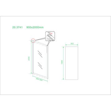 Wiesbaden Skyline Zijwand voor Nis Schuifdeur - 900x2000x8mm, Ophalen of Verzenden, Nieuw, Glas
