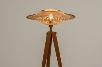 Rietveld Vloerlampen - Bruin, Naturel - Metaal, Rotan, Verzenden, Nieuw