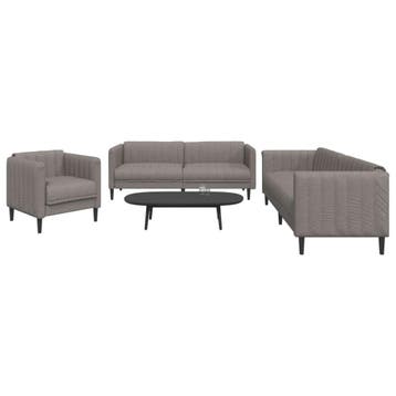 vidaXL 3-delige Loungeset stof taupe, Huis en Inrichting, Banken | Bankstellen, Verzenden, Nieuw, Vierpersoons of meer, Stof