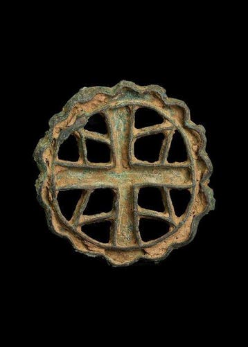 West-Aziatisch Brons Ronde zegelstempel met compartimenten.