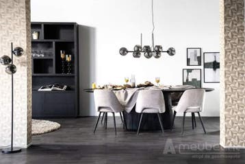 Eettafel Aron ovaal 300x110 - Zwart - 95673 - eettafel, Huis en Inrichting, Tafels | Eettafels, Nieuw, Ovaal, Overige materialen
