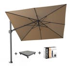 Challenger T2 zweefparasol 300x300 cm taupe met 90 KG voet, Tuin en Terras, Parasols, Ophalen of Verzenden, Nieuw