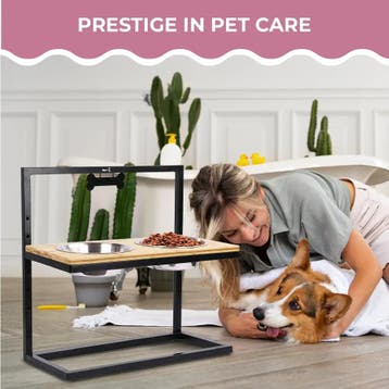 MaxxPet Dubbele Voerbak - 54x23x53cm - Bamboo (Honden, Dier), Verzenden, Nieuw