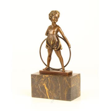 BRONZEN SCULPTUUR VAN HET MEISJE MET HOEPEL (Interieur), Verzenden, Nieuw