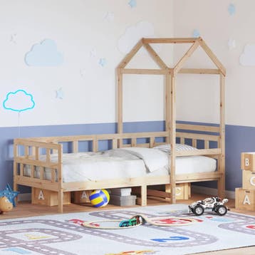 vidaXL Slaapbank met huisje 80x200 cm massief grenenhout, Eenpersoons, Bruin, Verzenden, Nieuw