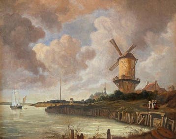 Hollandse school (XX), naar J. Ruisdael - Hollands landschap