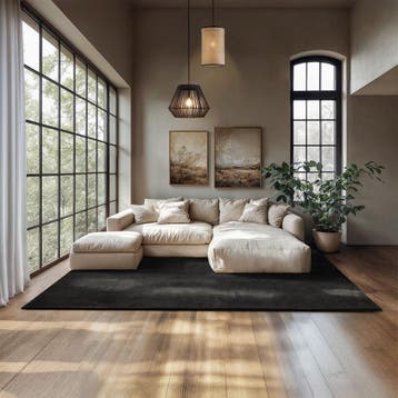 Kortpolig vloerkleed Soft Zone - 200 x 290 cm, zwart, Verzenden, Nieuw