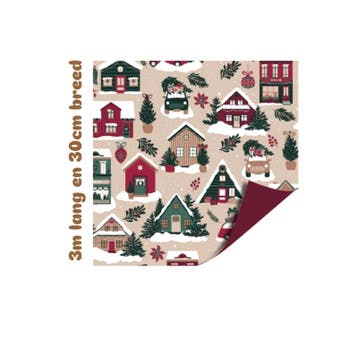 3m Cadeaupapier kersthuisjes - kerst (Cadeaupapier 3M), Diversen, Cadeaupapier, Ophalen of Verzenden, Nieuw