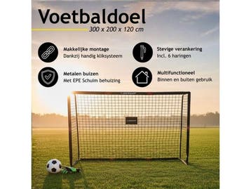 Dunlop Voetbaldoel - Voetbal Goal 300 x 200 x 120 cm -, Verzenden, Zo goed als nieuw