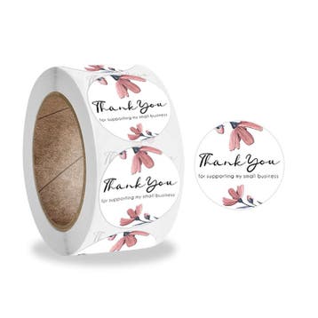1 rol 500 stickers Wensetiket zegel rond 25mm Thank you f..., Ophalen of Verzenden, Nieuw
