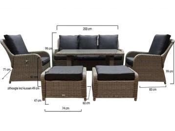 Bilbao stoel-bank dining loungeset verstelbaar 6-delig grijs, Tuin en Terras, Ophalen of Verzenden, Nieuw, Wicker