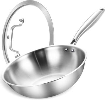 Professionele Wok RVS | 39% Korting | Ovenbestendig, Ophalen of Verzenden, Zo goed als nieuw, Rvs, Wok