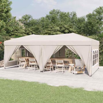 vidaXL Partytent inklapbaar met zijwanden 3x6 m crèmekleurig, Verzenden, Nieuw, Partytent