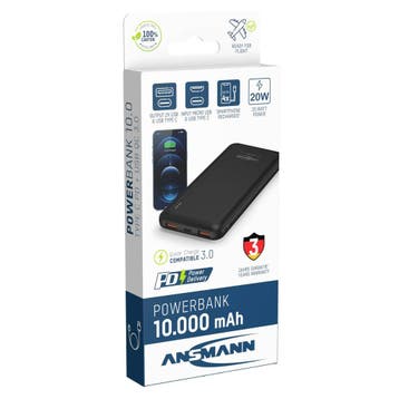 Powerbank USB-C 10.000 mAh - Zwart, Nieuw