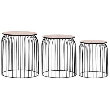 vidaXL Salontafels 3 st zwart, Huis en Inrichting, Tafels | Salontafels, Verzenden, Nieuw, Metaal, Minder dan 50 cm