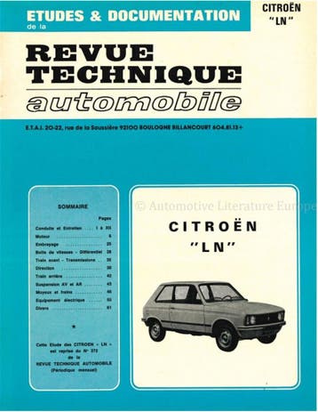 1977 - 1979 CITROËN LN VRAAGBAAK FRANS (REVUE TECHNIQUE