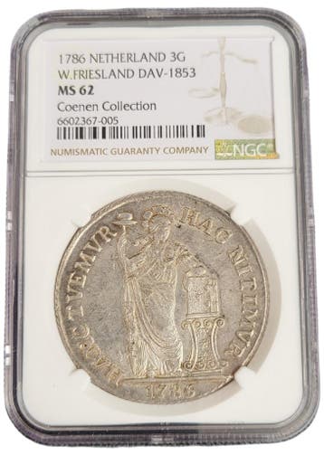 Provincie W.Friesland 3 gulden 1786 generaliteits NGC, Postzegels en Munten, Munten | Nederland, Verzenden, Losse munt, Zilver