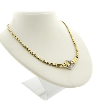 Bicolor gouden collier met diamanten hanger 0,26 ct., Gebruikt, Overige kleuren, Ophalen of Verzenden, Met edelsteen