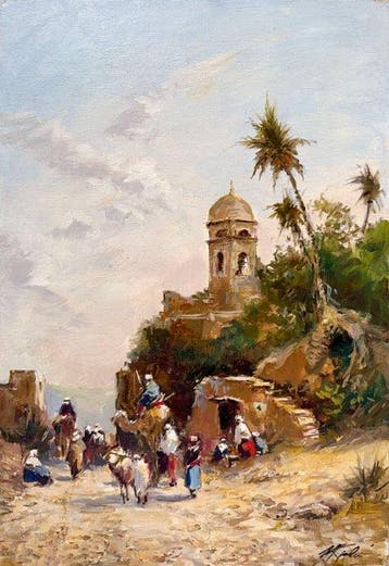 Mikhail Kraiev (1957) - Caravane aux Portes de la Ville -, Antiek en Kunst