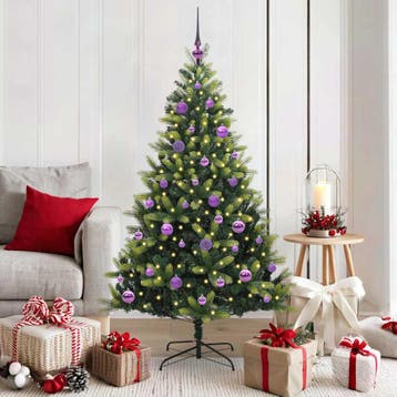 vidaXL Kunstkerstboom met scharnier 150 LEDs Groen 150 cm, Verzenden, Nieuw