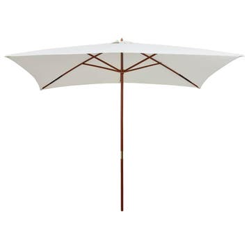 vidaXL Parasol met houten paal 200x300 cm crèmewit, Verzenden, Nieuw, 3 tot 4 meter