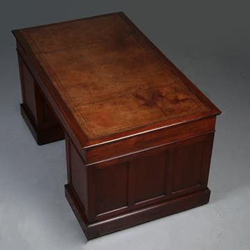 Massief mahonie bureau met leer ingelegd ca 1850 Engeland me, Antiek en Kunst, Ophalen of Verzenden