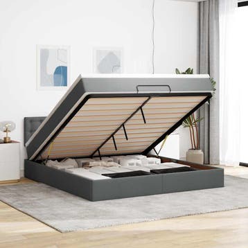vidaXL Bed poef met matras en LEDs 180x200 cm stof, Huis en Inrichting, Slaapkamer | Bedden, Eenpersoons, Verzenden, Nieuw, 80 cm