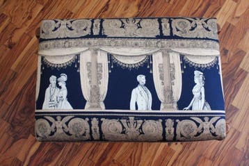 Poef - Bankje met vintage Fornasetti-stof - Hout,