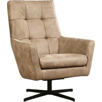 Leren draaifauteuil Central - Kenia Taupe (taupe/bruin), Nieuw, Ophalen of Verzenden, 75 tot 100 cm, Industrieel, Modern
