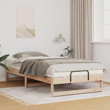 vidaXL Bedframe Bruin 100 x 210 cm Massief grenenhout, Verzenden, Nieuw, Bruin, Hout