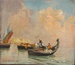 Eduardo Dalbono (1841-1915), Attr. - Marina con barche e