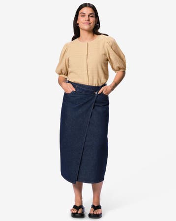 HEMA Dames overslagrok Cindy denim donkerblauw, Verzenden, Nieuw
