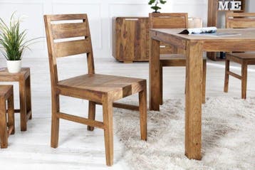 Massieve stoel PURE Sheesham massief hout unieke nerf -, Huis en Inrichting, Stoelen, Ophalen of Verzenden, Nieuw