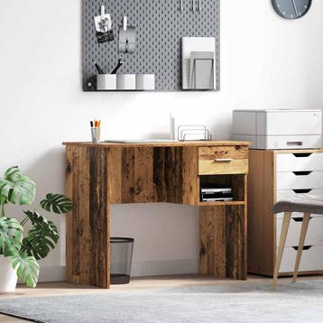 vidaXL Bureau met lade met plank Oud Hout 90 x 49 x 75 cm, Verzenden, Nieuw