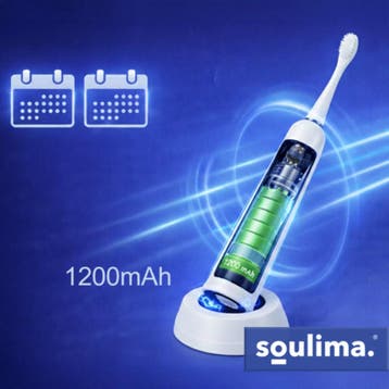 Soulima Sonische tandenborstel wit met 6 opzetborstels en..., Ophalen of Verzenden, Nieuw
