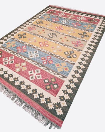 Tribal Kelim Turkije 240x170 handgeweven wollen vloerkleed, Huis en Inrichting, Blauw, 200 cm of meer,  Perzisch tapijt kelim killim wollen vloerkleed handgeknoopt 